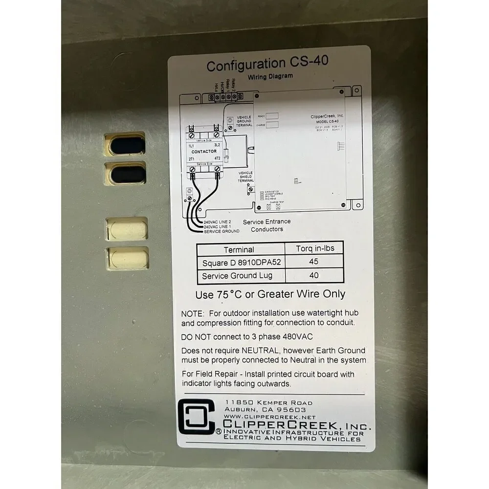ClipperCreek CS-40, 32 Amp Tesla EV Charging Station DS-100 0230-00-003